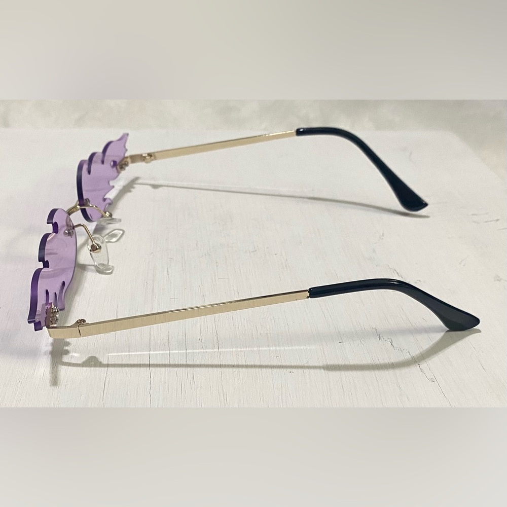 Boho-chic Festival Purple Fire Flame Special Occasion Novelty Rimless Sunglasses - Picture 6 of 10